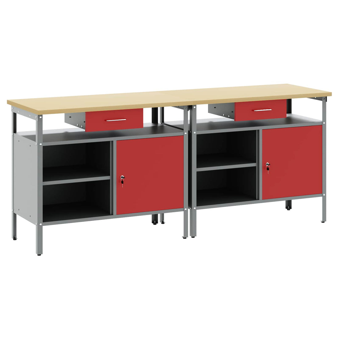 vidaXL Conjunto de banco de trabajo 2 uds. Rojo
