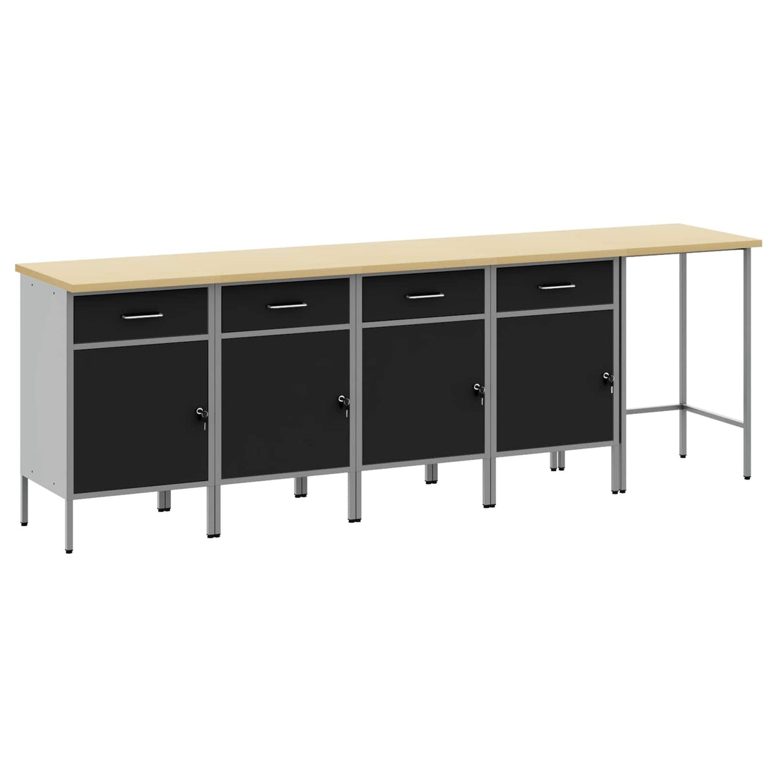 vidaXL Conjunto de armarios de trabajo con cajón 5 uds. Negro y Gris