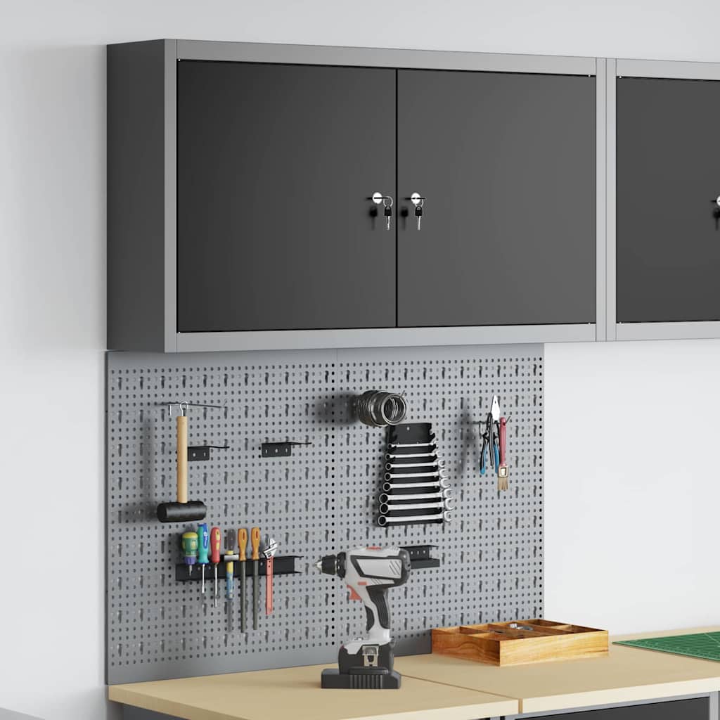 vidaXL Juego de Armarios de Herramientas con estante 3 uds. Negro