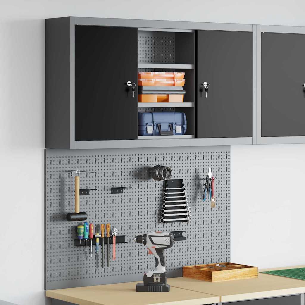 vidaXL Juego de Armarios de Herramientas con estante 3 uds. Negro