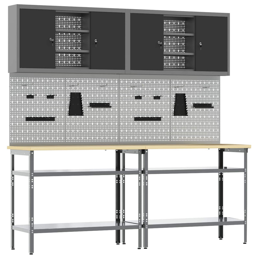 vidaXL Conjunto de banco de trabajo 8 uds. Negro y Gris