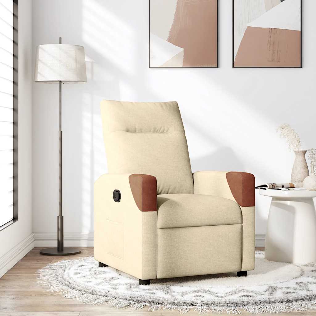 vidaXL Sillón reclinable de tela crema