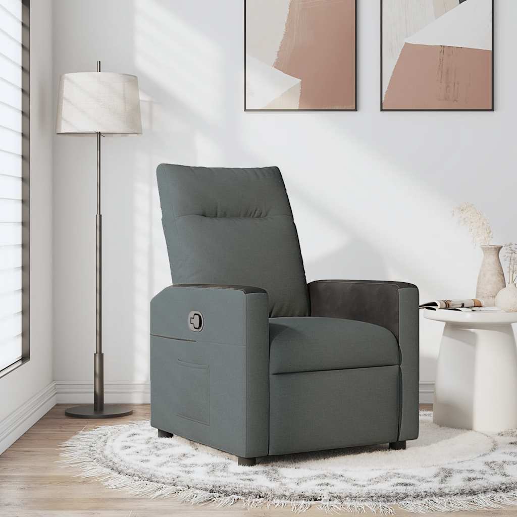 vidaXL Sillón reclinable de tela gris oscuro