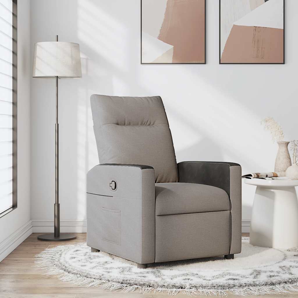 vidaXL Sillón reclinable de tela gris taupe