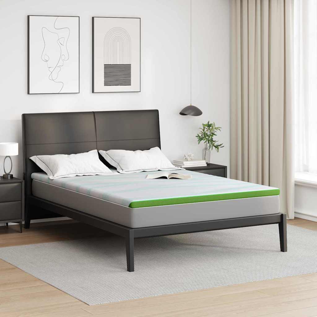 vidaXL Sobrecolchón y verde 140 x 190 cm Tela jacquard
