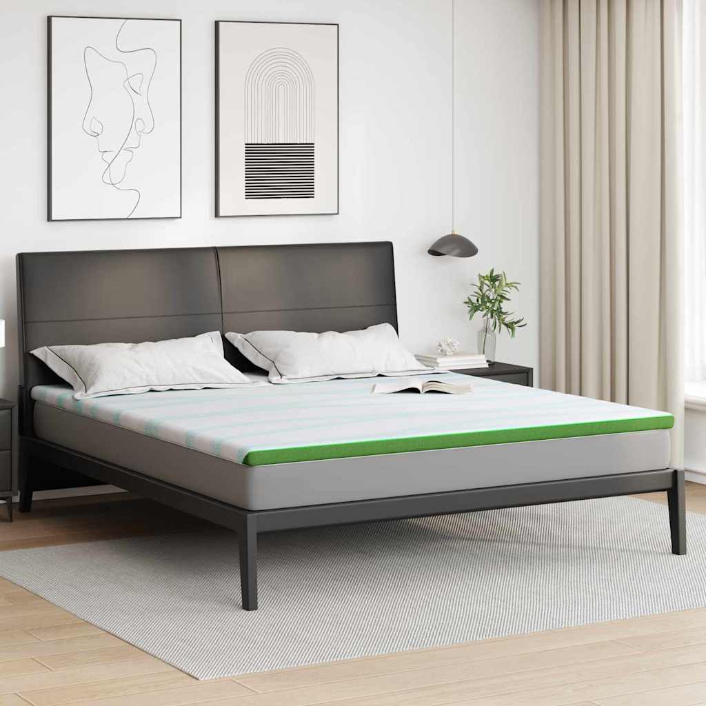 vidaXL Sobrecolchón y verde 200 x 200 cm Tela jacquard