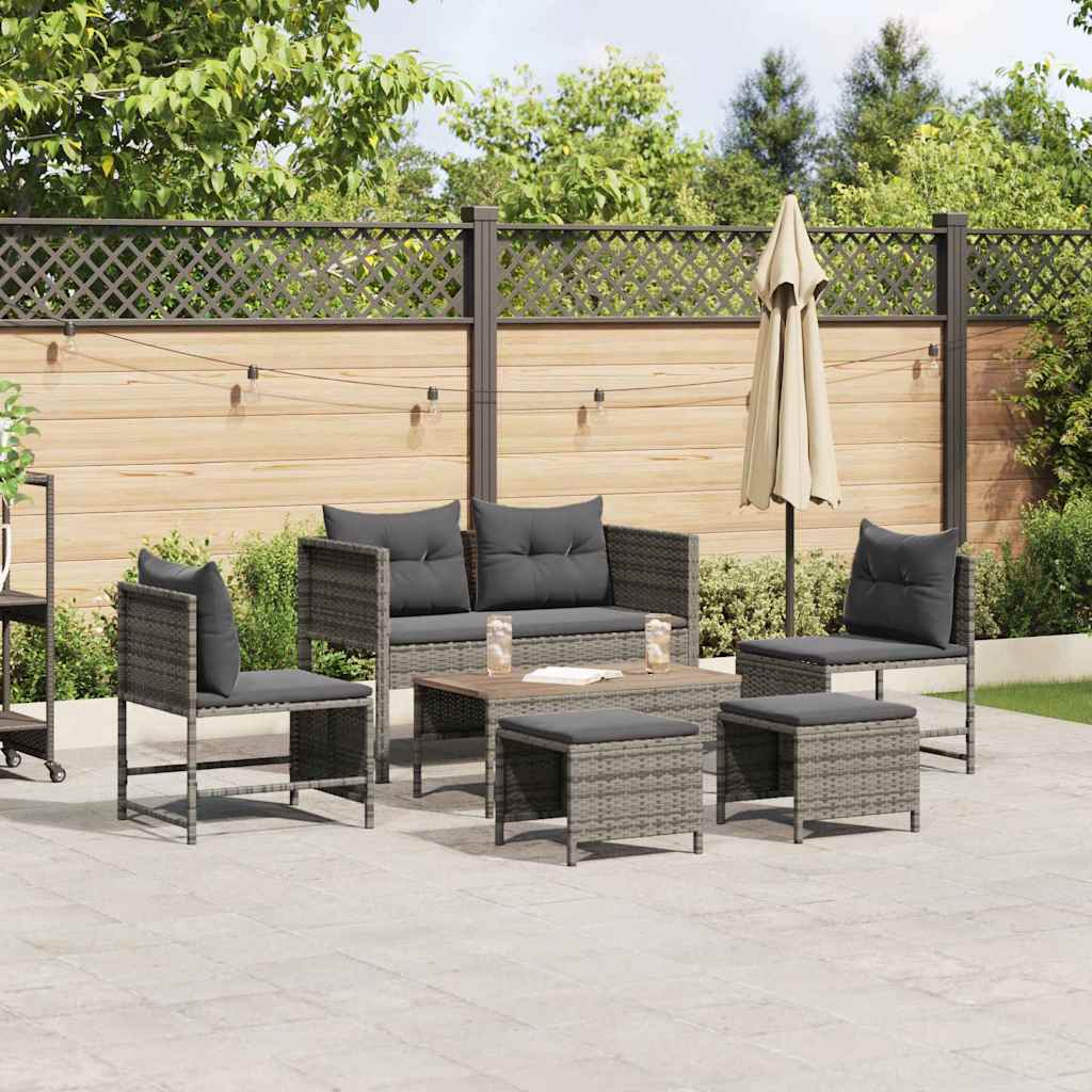 vidaXL Conjunto de sofás de jardín 6 uds. Gris y Gris Oscuro