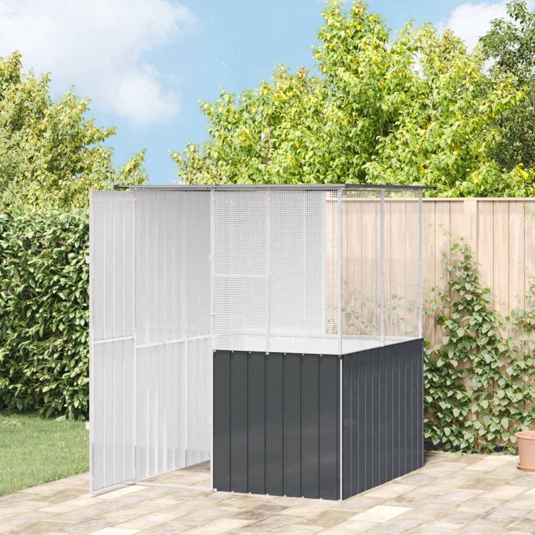 vidaXL Jaula para Aves Antracita 165 x 165 x 200 cm Acero Galvanizado