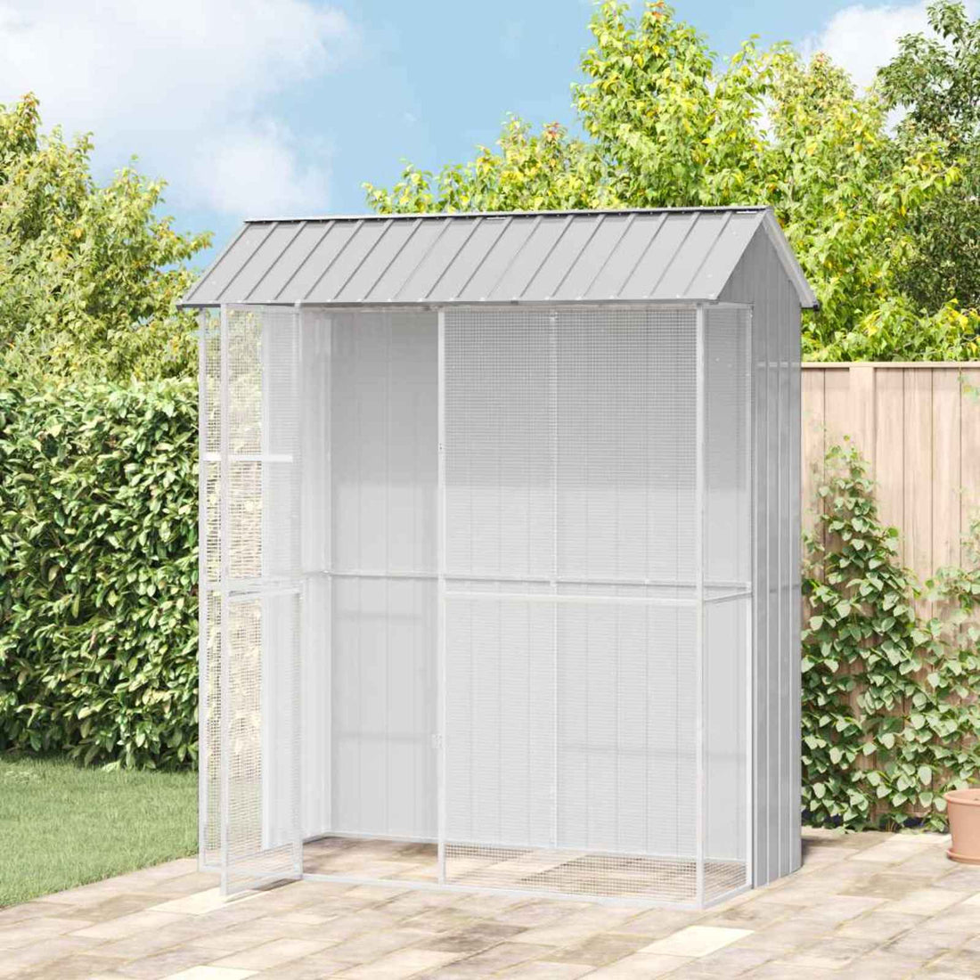 vidaXL Jaula para Aves Gris 215 x 110 x 247 cm Acero Galvanizado