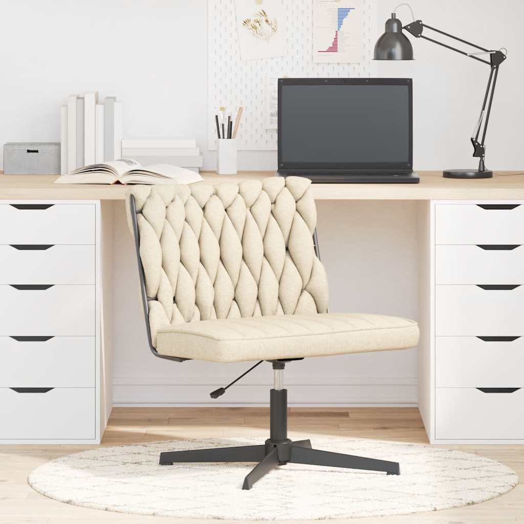 vidaXL Silla de oficina giratoria tela color crema