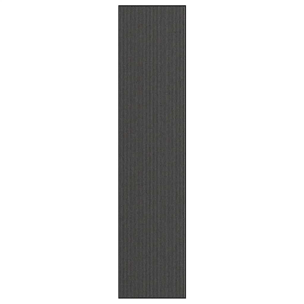 vidaXL Felpudo a rayas negro y gris 115x500 cm