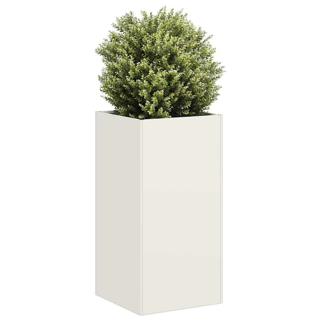 vidaXL Jardinera de acero laminado en frío blanco 40x40x80 cm