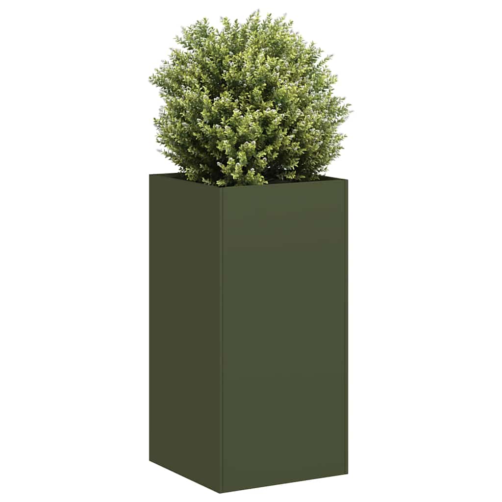 vidaXL Jardinera de acero laminado en frío verde oliva 40x40x80 cm