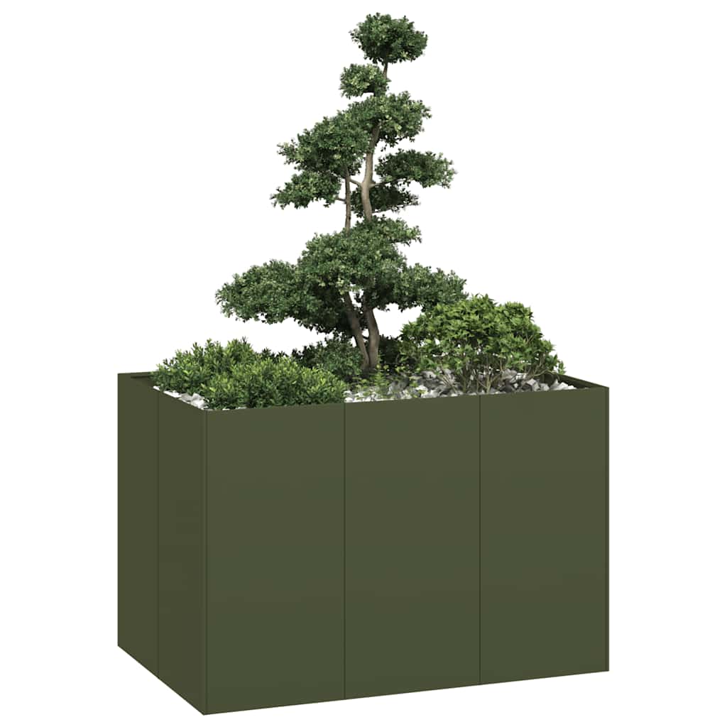 vidaXL Jardinera acero verde oliva 120x80x80 cm