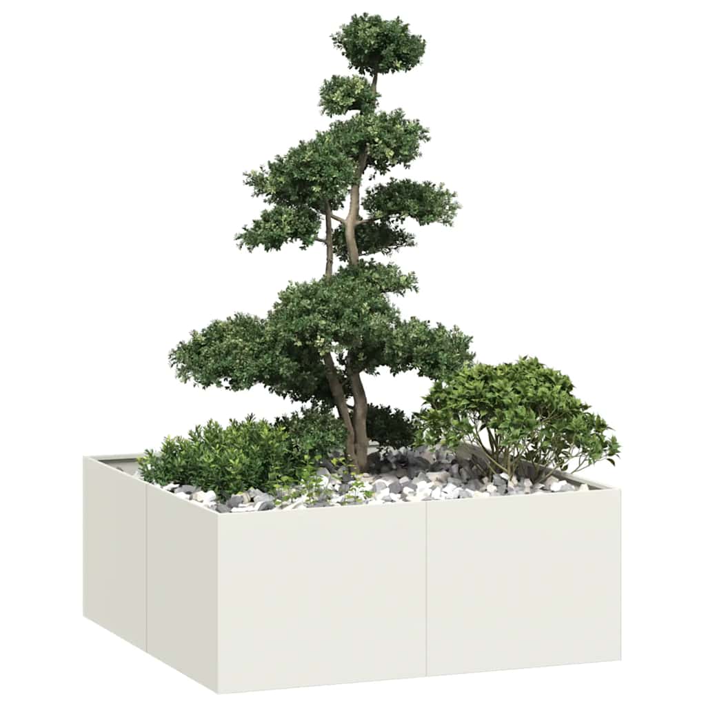vidaXL Jardinera acero blanco 100x100x40 cm