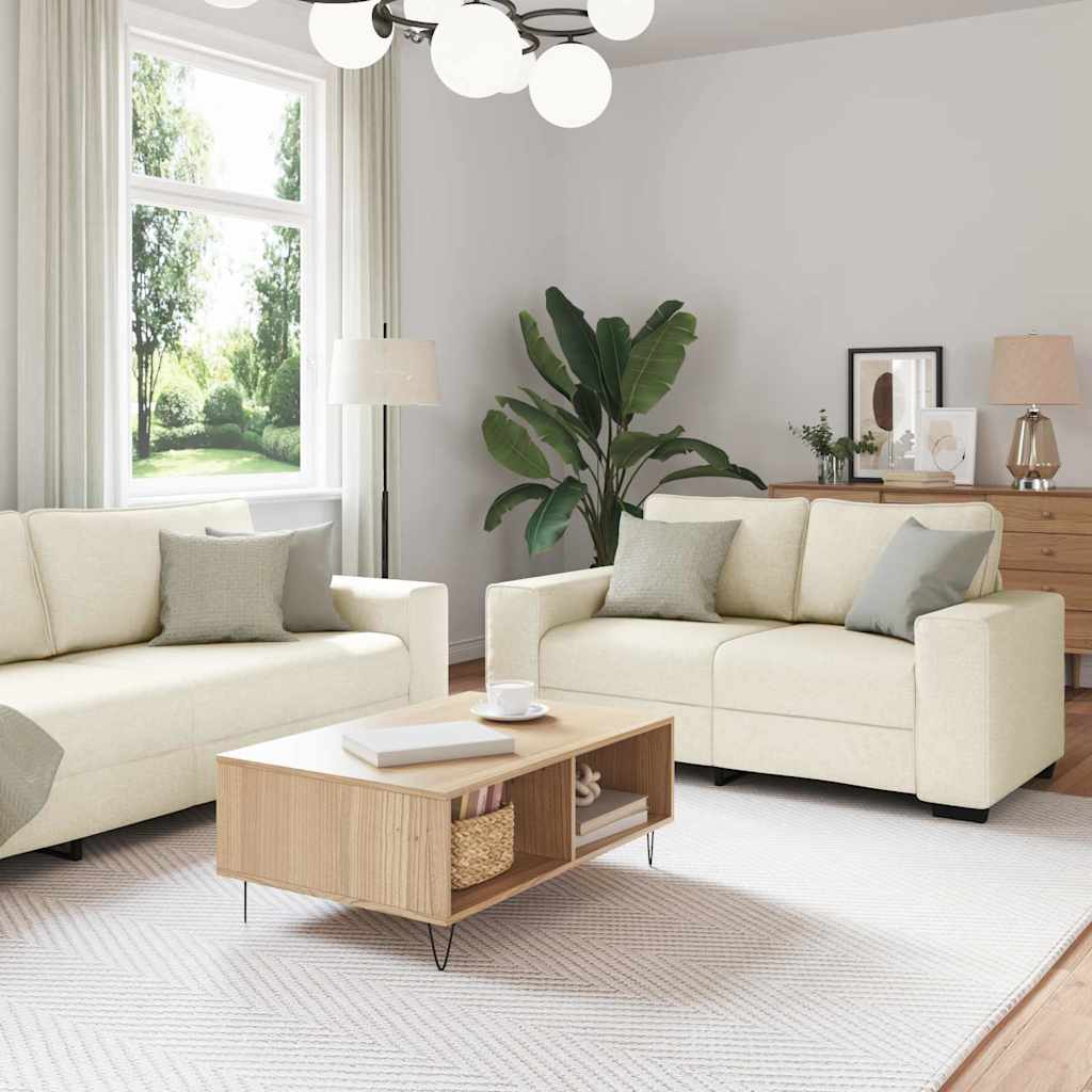 vidaXL Sofá 3 uds. Beige Tejido mezcla de lino