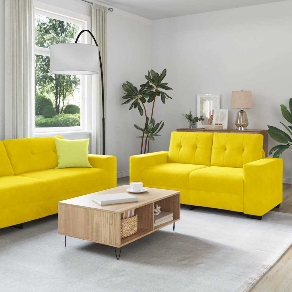 vidaXL Juego de Sofá 3 uds. Amarillo Terciopelo