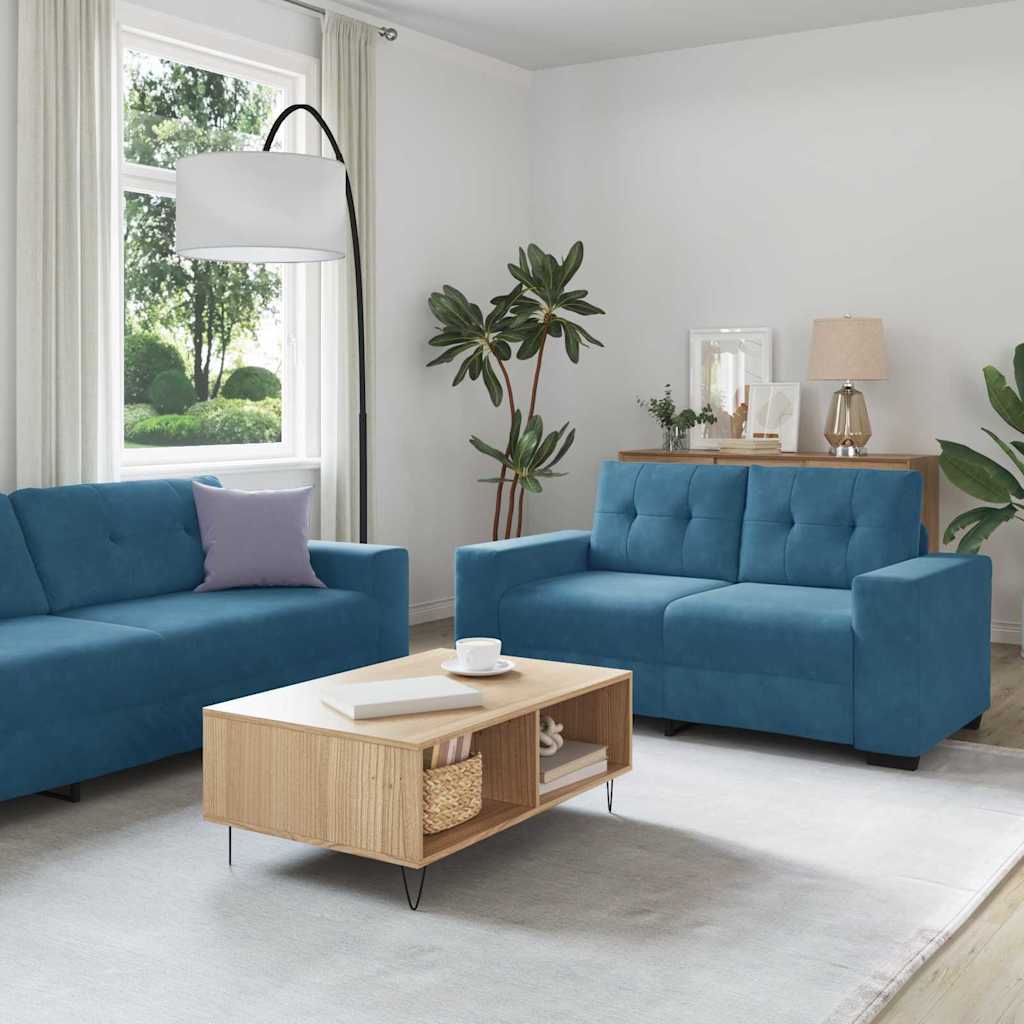 vidaXL Juego de Sofá 3 uds. Azul Terciopelo