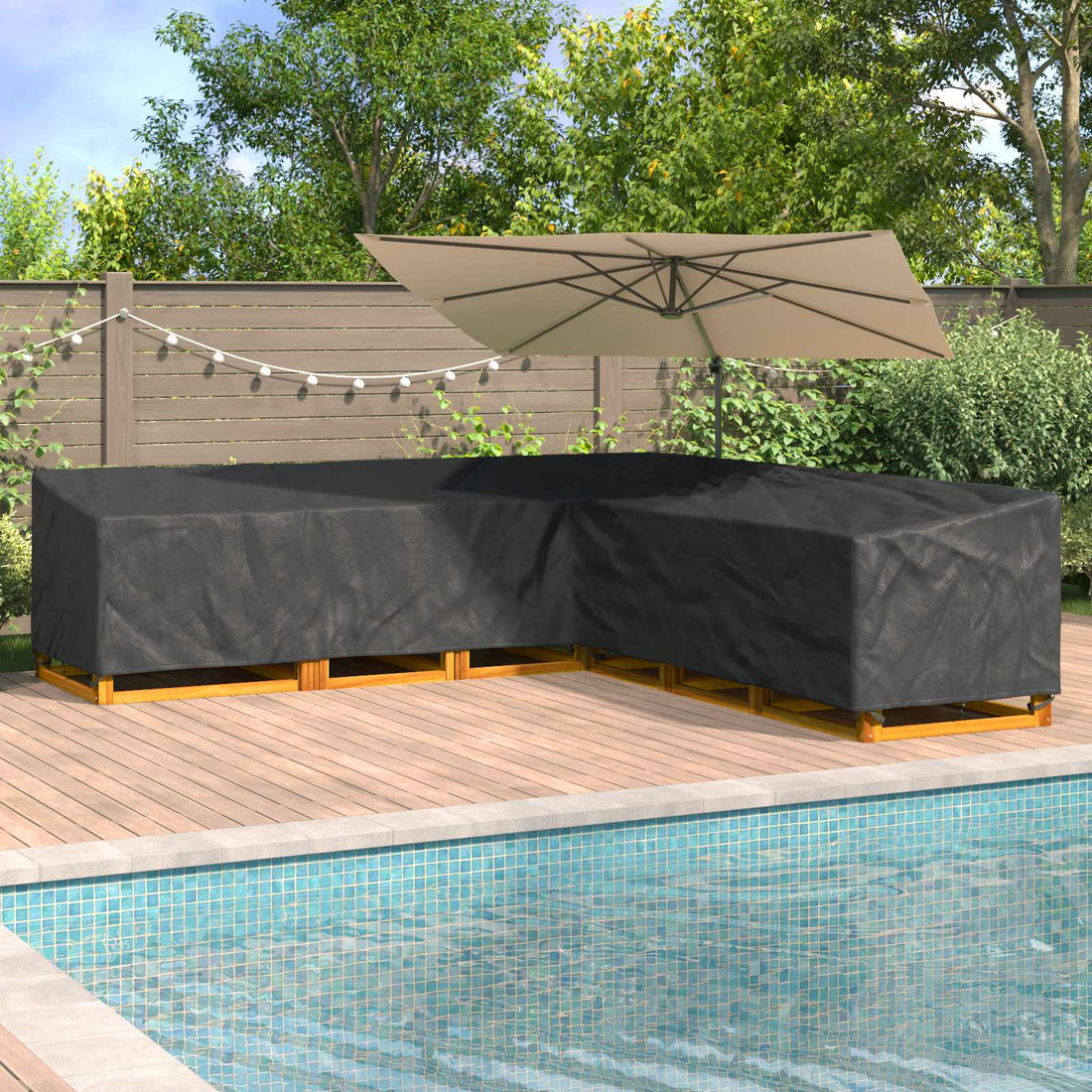vidaXL Funda para muebles 325 x 325 x 80 cm Tela Oxford 600D Forma L