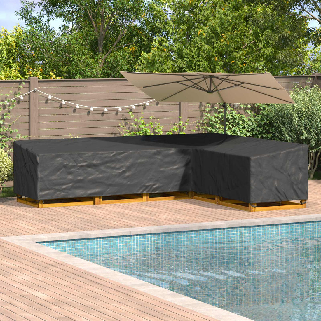 vidaXL Funda para muebles 355 x 275 x 80 cm Tela Oxford 420D Forma L