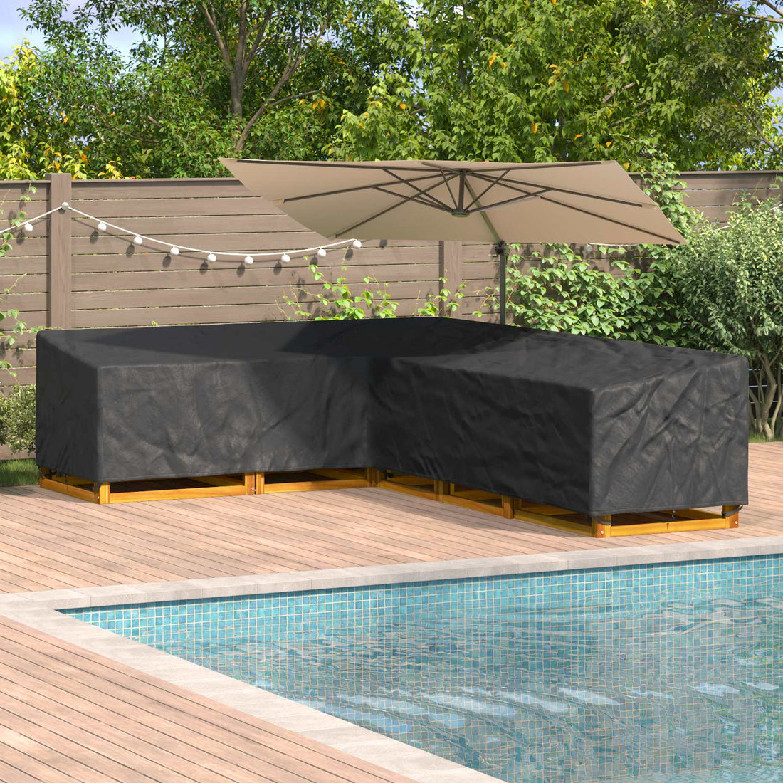 vidaXL Funda para muebles 355 x 275 x 80 cm Tela Oxford 420D Forma L