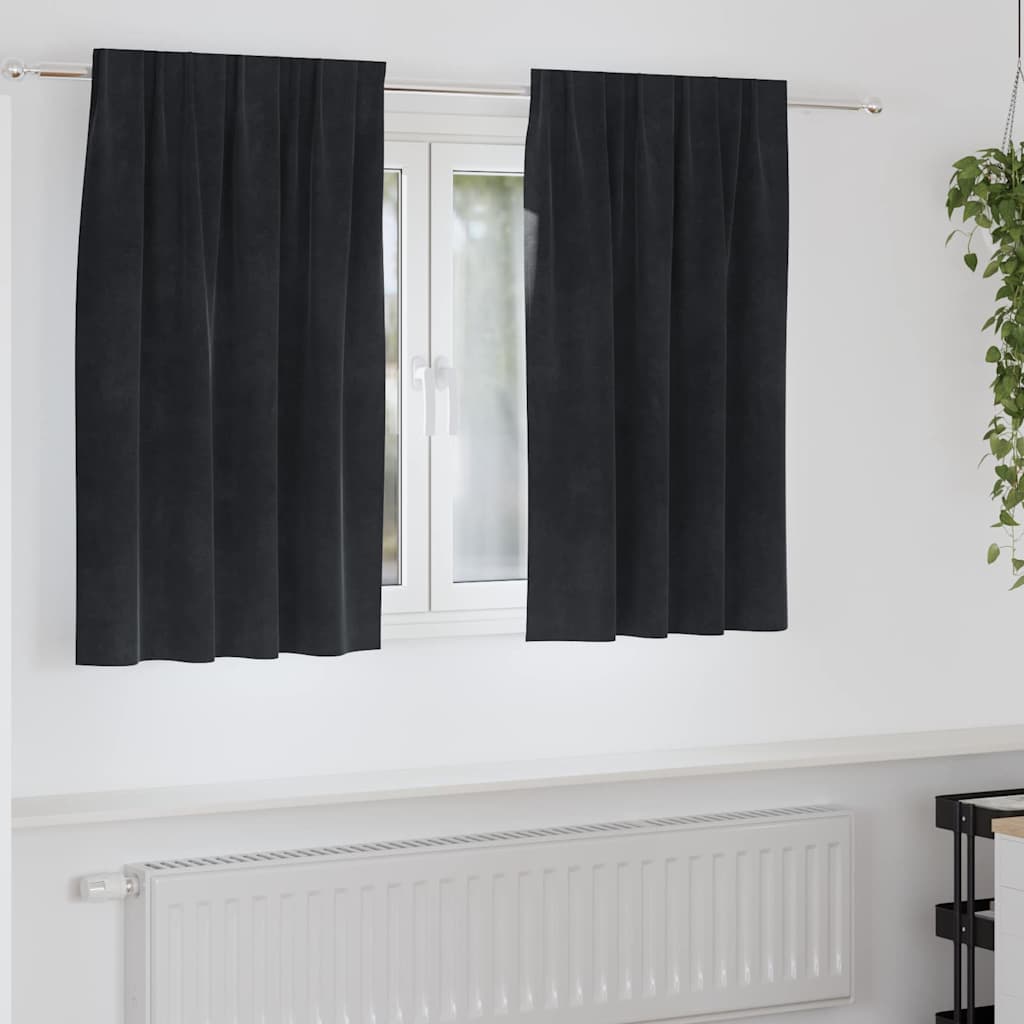 vidaXL Cortinas 2 uds. Negro 140 x 140 cm Terciopelo