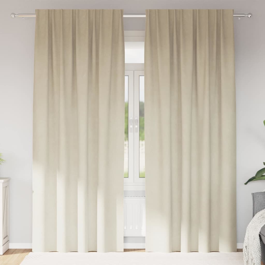 vidaXL Cortinas 2 uds. Crema 140 x 245 cm Terciopelo