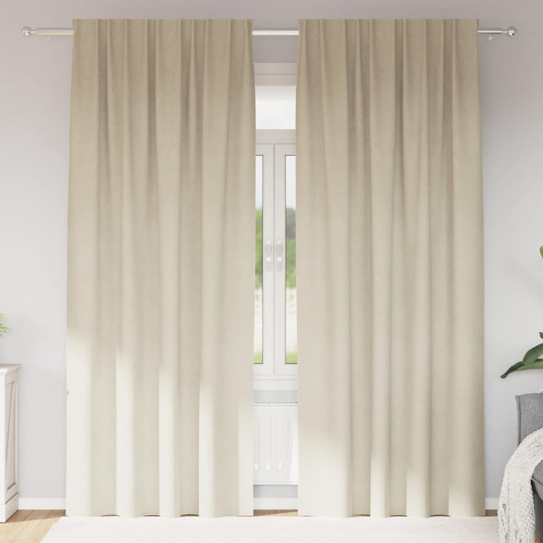 vidaXL Cortinas 2 uds. Crema 140 x 260 cm Terciopelo