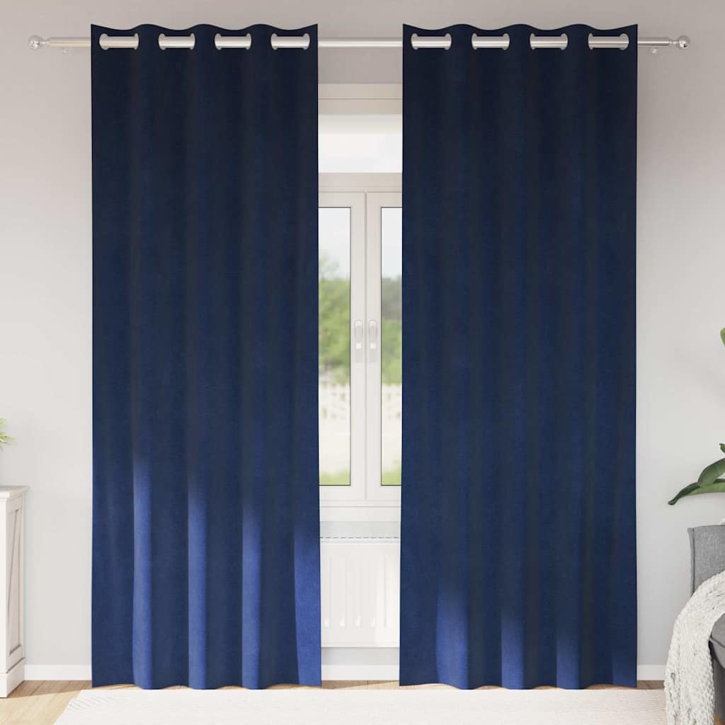 vidaXL Cortinas 2 uds. Azul Oscuro 140 x 245 cm Terciopelo