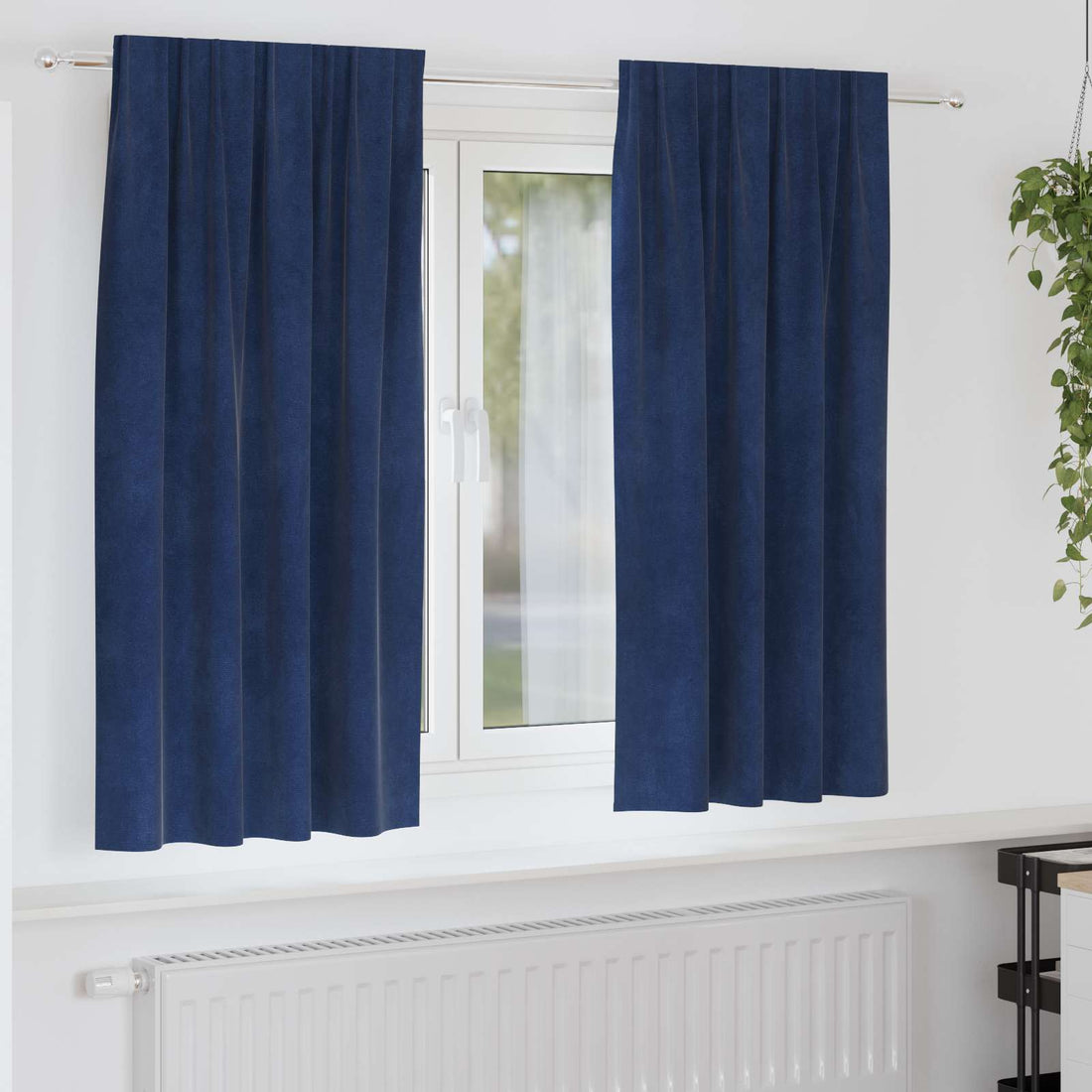 vidaXL Cortinas 2 uds. Azul Oscuro 140 x 175 cm Terciopelo