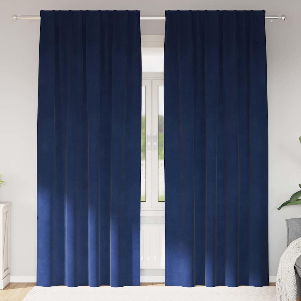 vidaXL Cortinas 2 uds. Azul Oscuro 140 x 245 cm Terciopelo