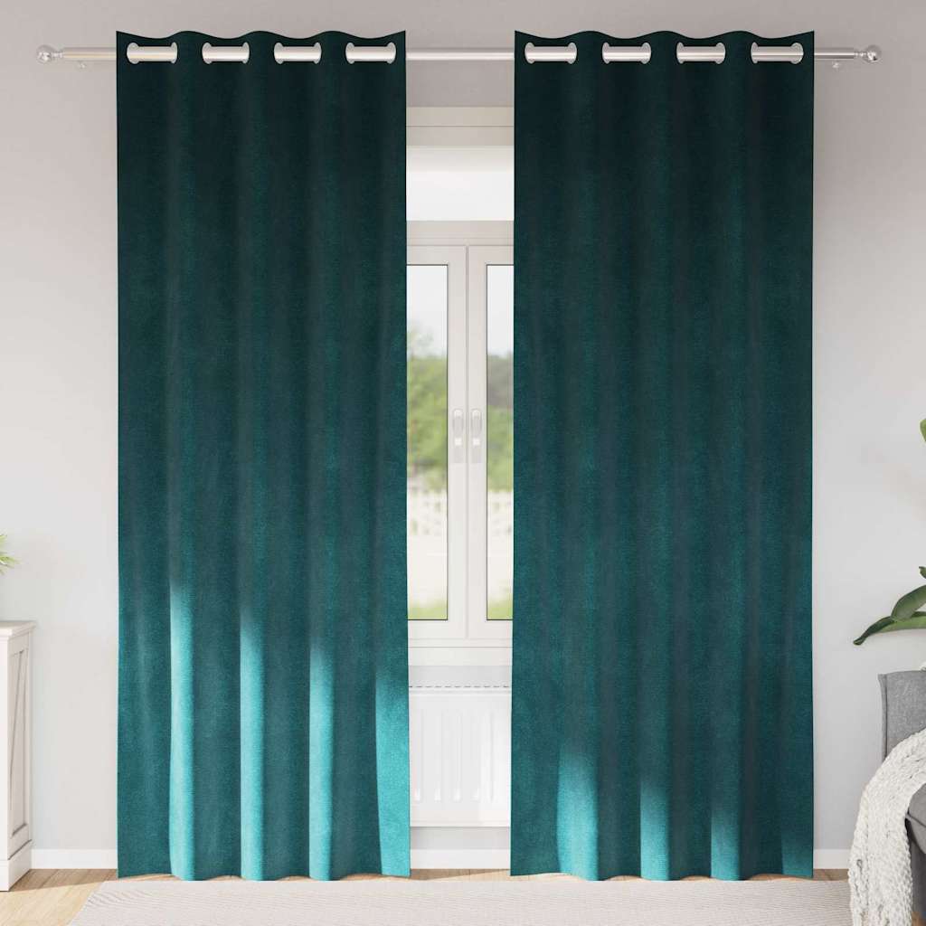 vidaXL Cortinas 2 uds. Verde oscuro 140 x 225 cm Terciopelo