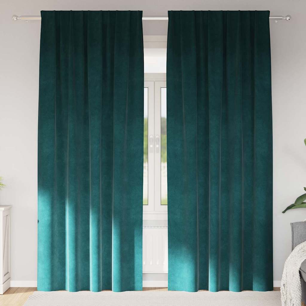 vidaXL Cortinas 2 uds. Verde oscuro 140 x 225 cm Terciopelo