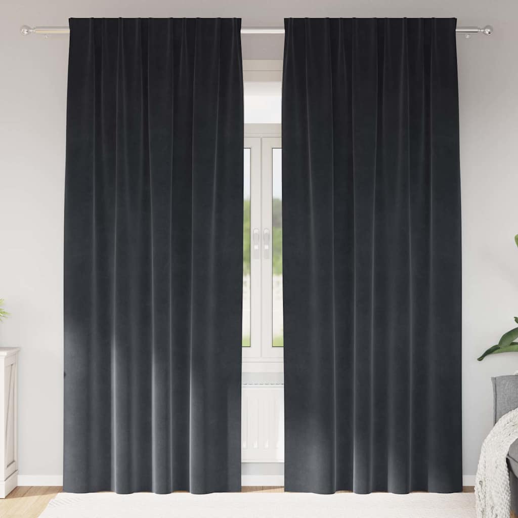 vidaXL Cortinas 2 uds. Gris oscuro 140 x 245 cm Terciopelo