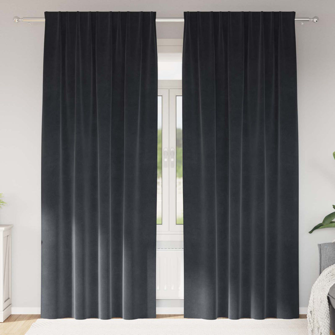 vidaXL Cortinas 2 uds. Gris oscuro 140 x 260 cm Terciopelo
