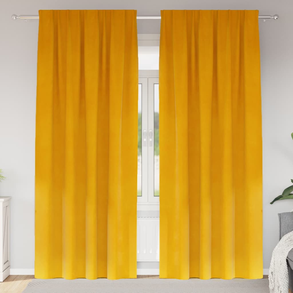 vidaXL Cortinas 2 uds. Amarillo Mostaza 140 x 225 cm Terciopelo