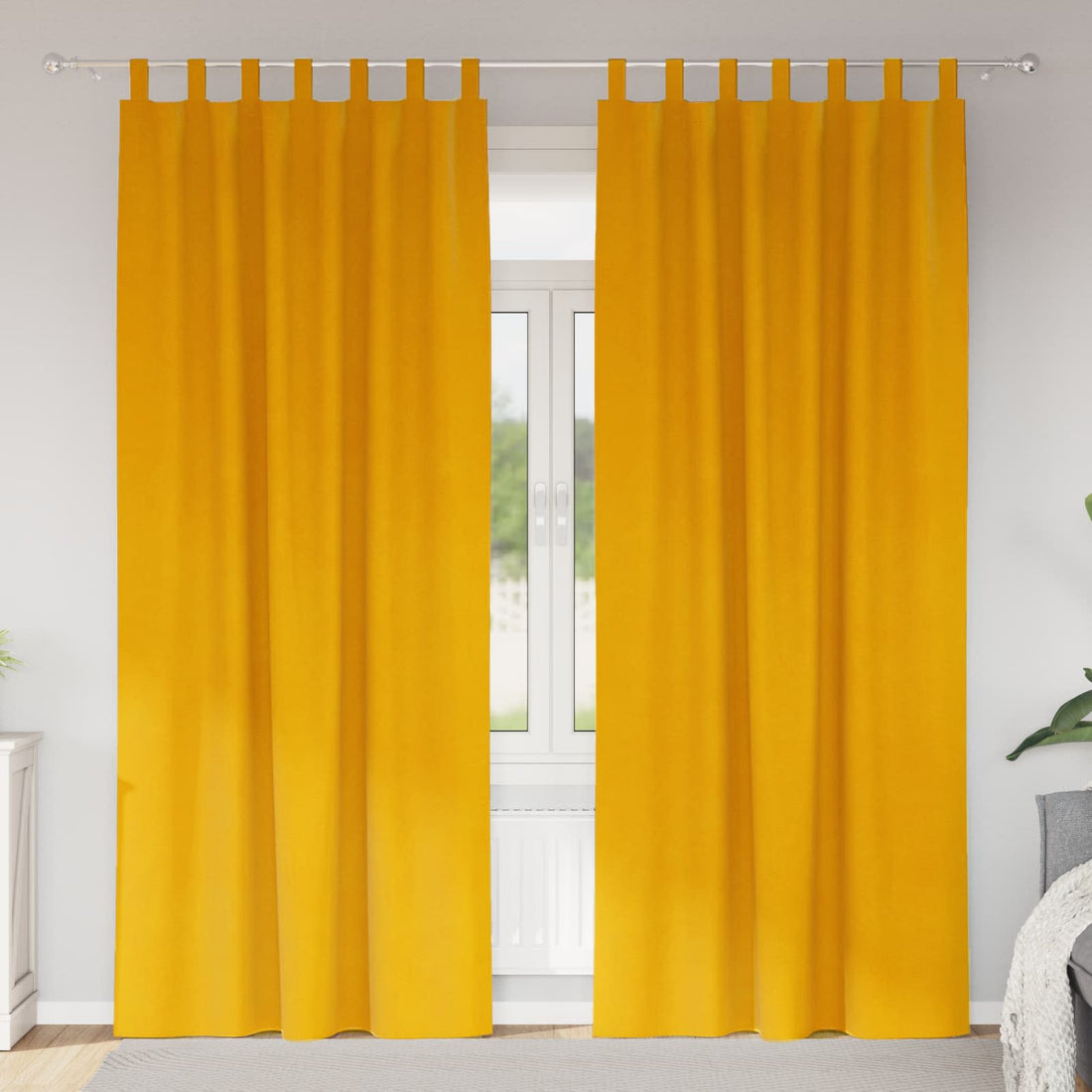 vidaXL Cortinas 2 uds. Amarillo Mostaza 140 x 245 cm Terciopelo