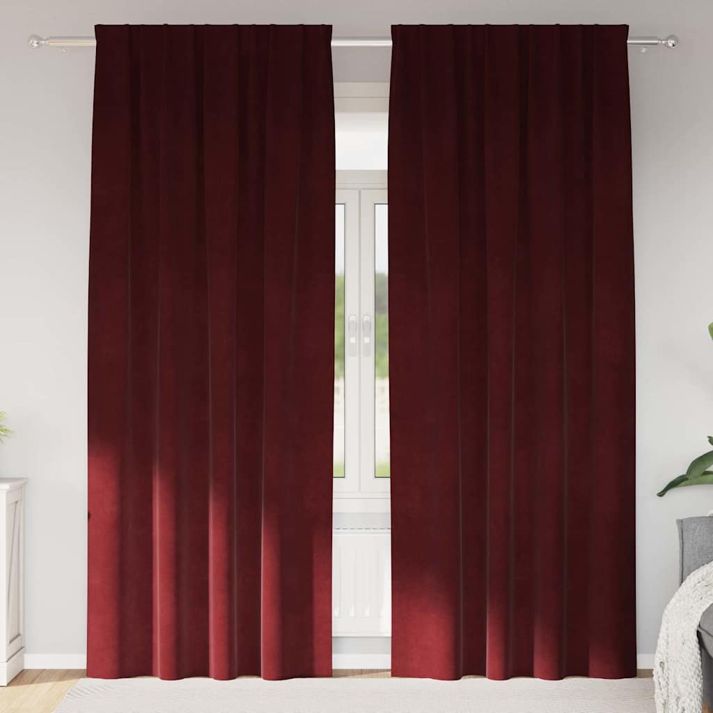 vidaXL Cortinas 2 uds. Rojo vino 140 x 245 cm Terciopelo