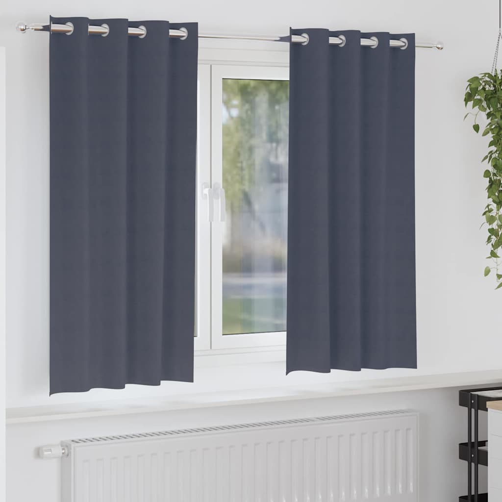 vidaXL Cortinas Opacas con Anillas 2 uds. Gris antracita 175 x 140 cm