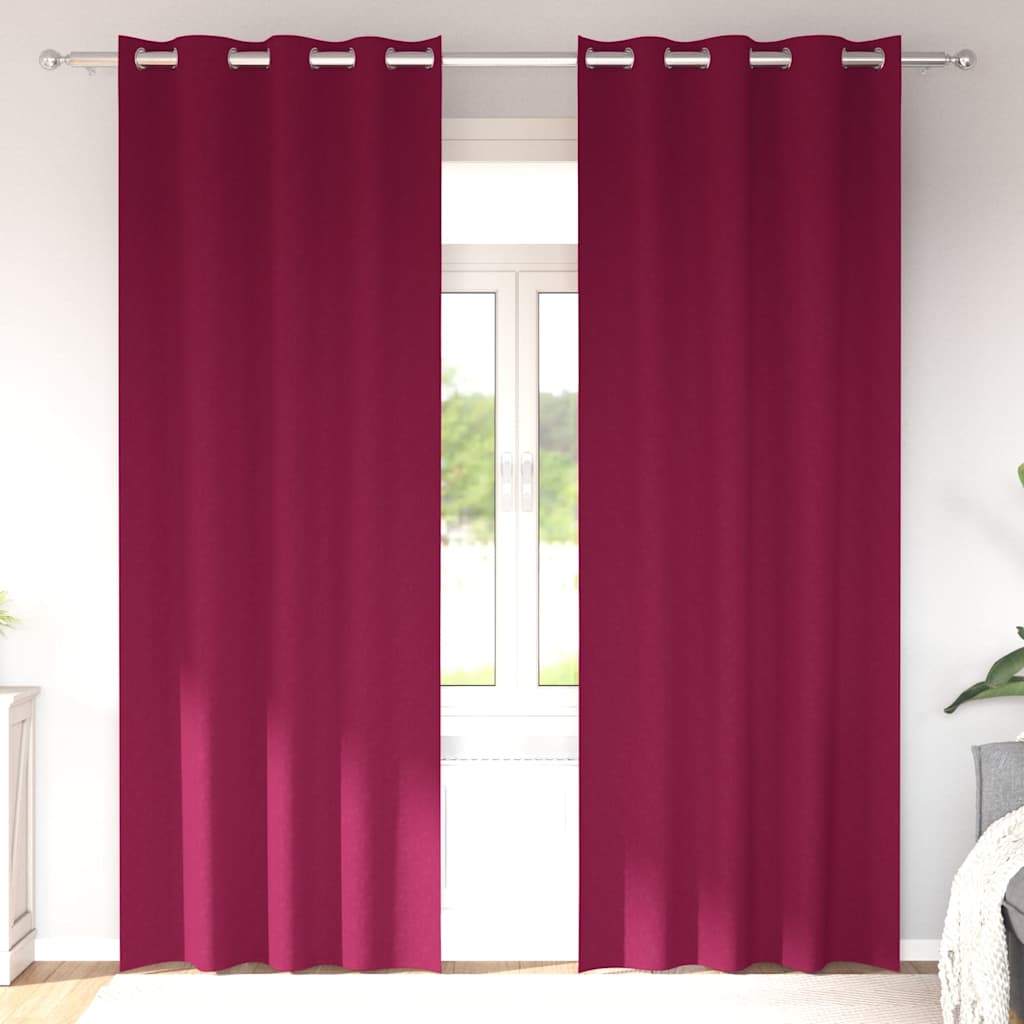 vidaXL Cortinas Opacas con Anillas 2 uds. Rojo vino 260 x 140 cm