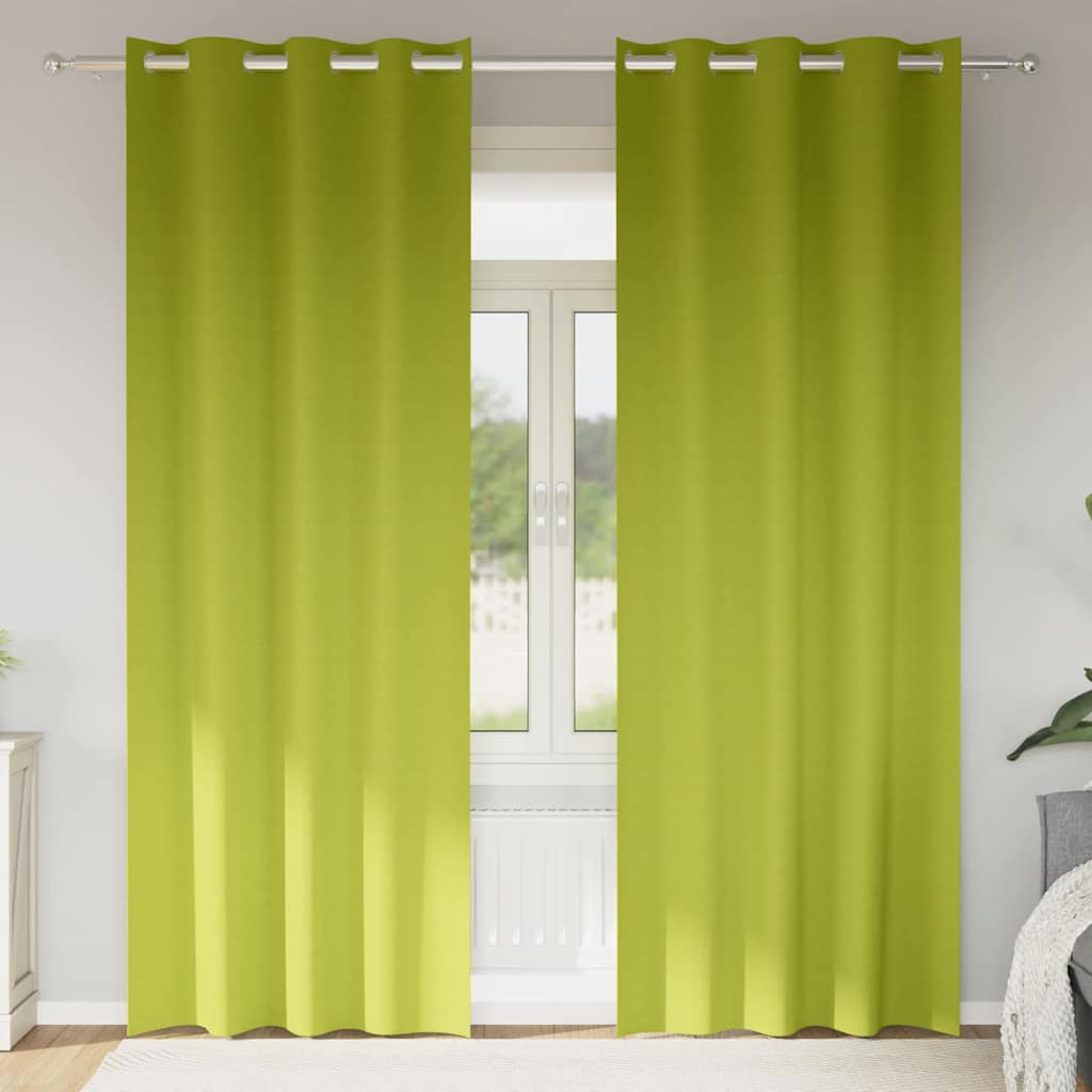 vidaXL Cortinas Opacas con Anillas 2 uds. Verde 245 x 140 cm Poliéster