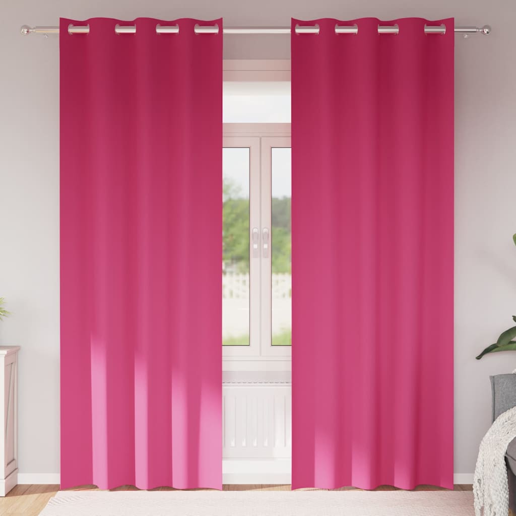 vidaXL Cortinas Opacas con Anillas 2 uds. Rosa Brillante 260 x 140 cm
