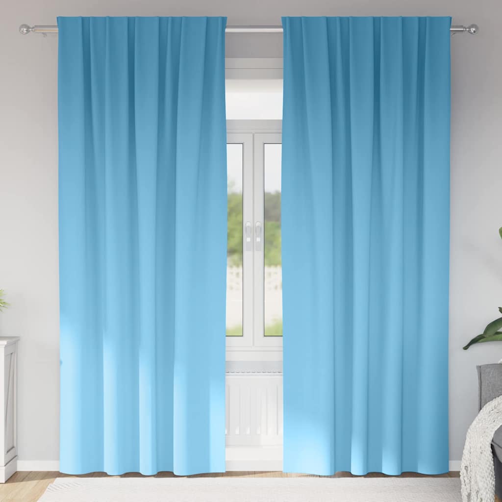 vidaXL Cortinas Opacas con Anillas 2 uds. Azul Claro 245 x 140 cm