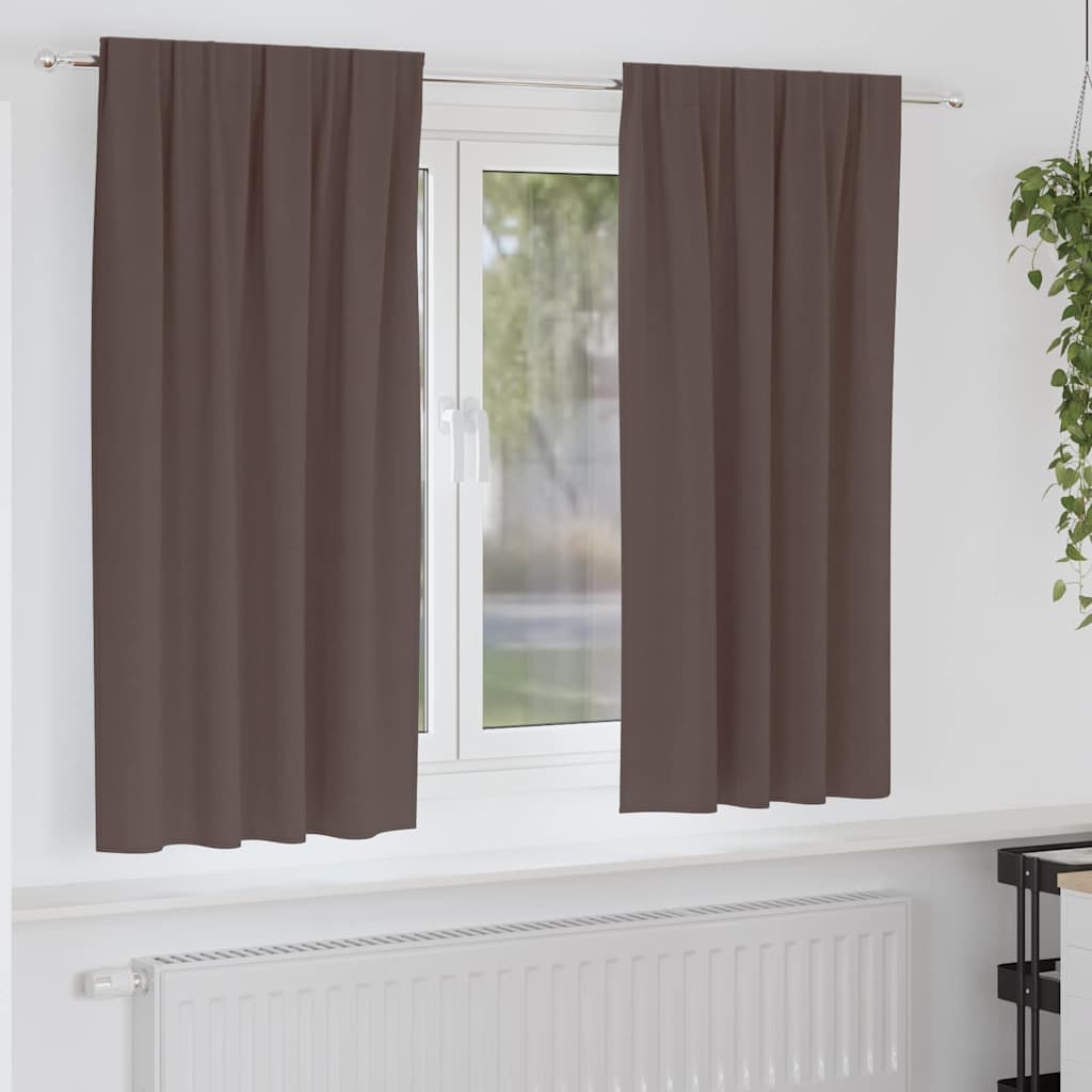 vidaXL Cortinas Opacas con Anillas 2 uds. Marrón Oscuro 175 x 140 cm