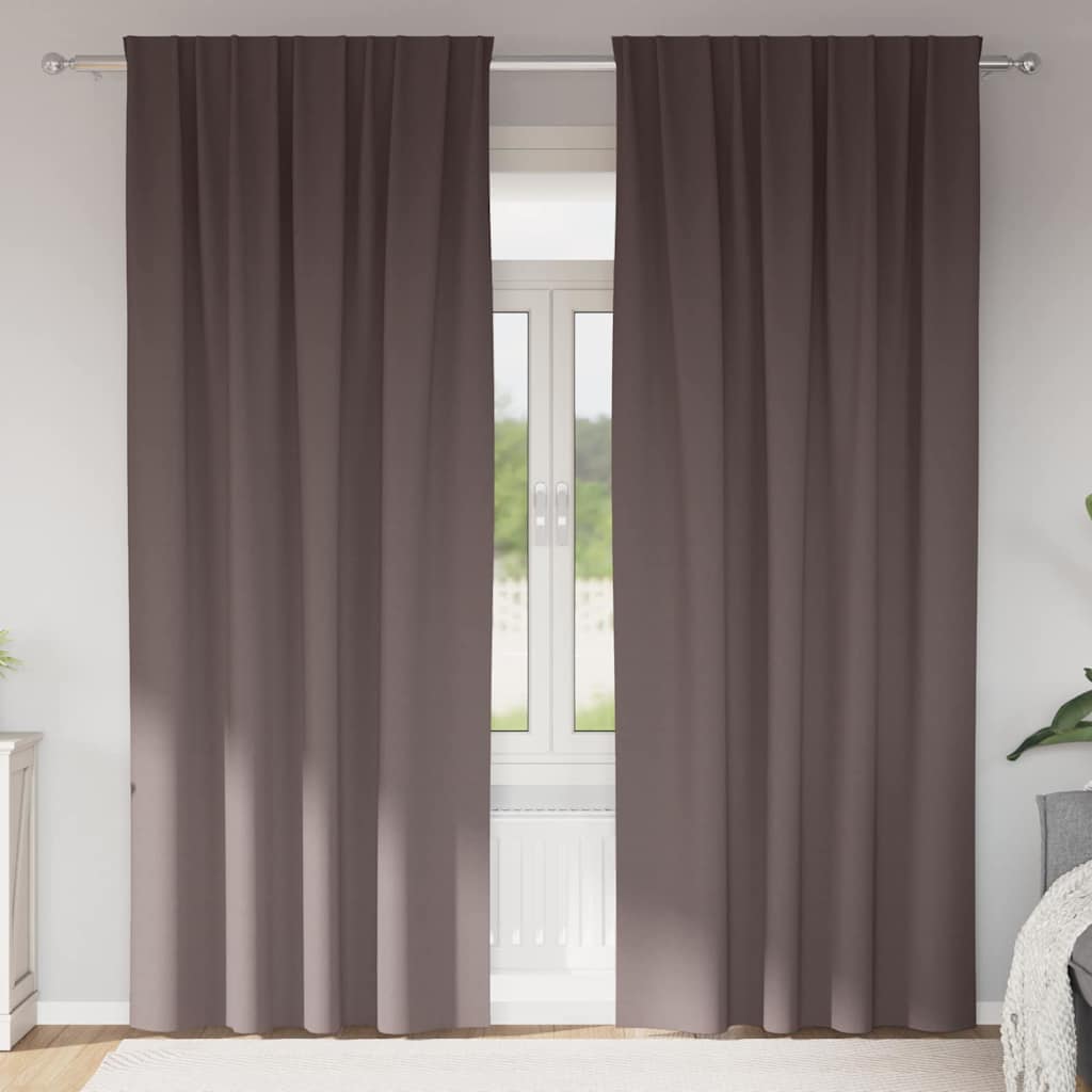 vidaXL Cortinas Opacas con Anillas 2 uds. Marrón Oscuro 260 x 140 cm