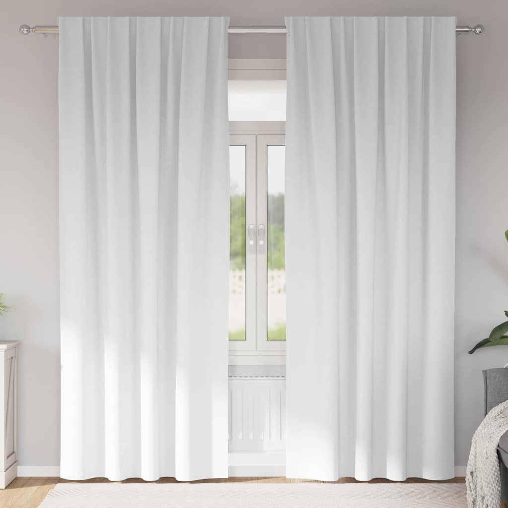 vidaXL Cortinas Opacas con Anillas 2 uds. Blanco Puro 245 x 140 cm