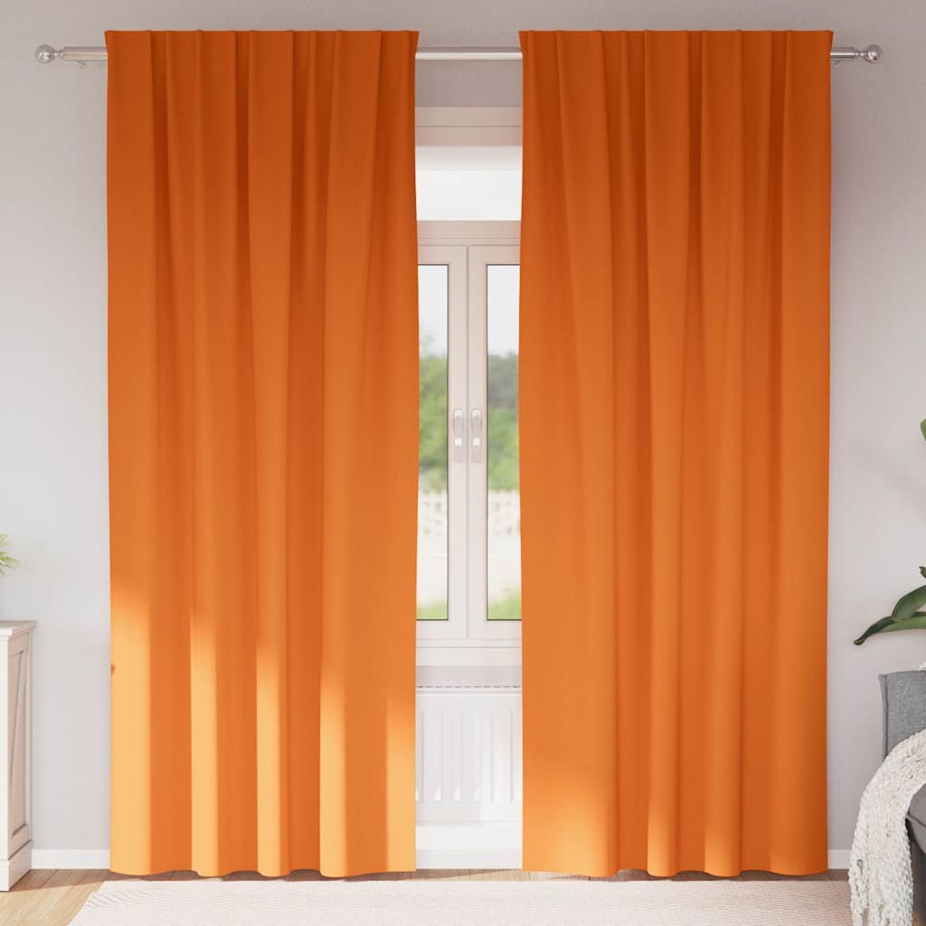 vidaXL Cortinas Opacas con Anillas 2 uds. Naranja Brillante Poliéster