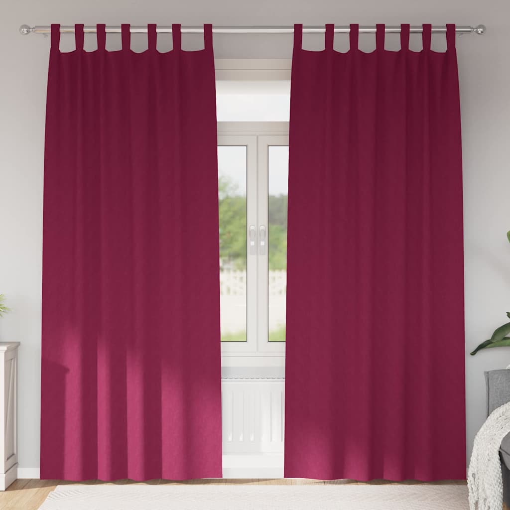 vidaXL Cortinas Opacas con Anillas 2 uds. Rojo vino 245 x 140 cm