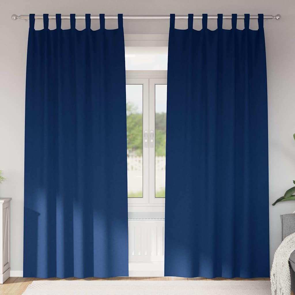 vidaXL Cortinas Opacas con Anillas 2 uds. Azul Oscuro 260 x 140 cm