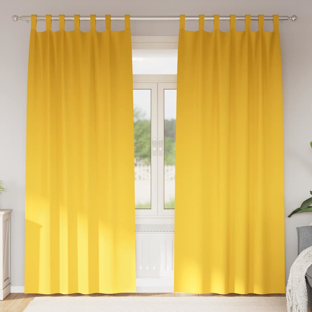 vidaXL Cortinas Opacas con Anillas 2 uds. Amarillo Mostaza Poliéster